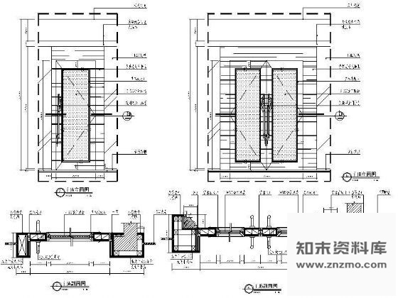 图块/节点金丝玻璃实木门详图 通用节点