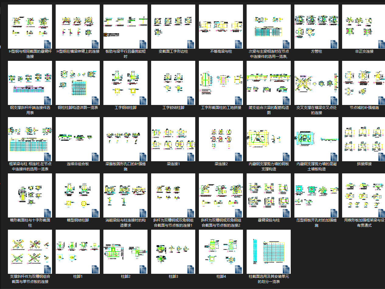 50套钢结构节点标准图丨CAD节点大样图丨DWG格式