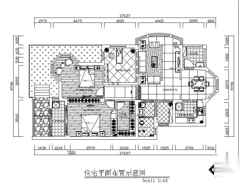 现代三居装修图（含效果） 平层