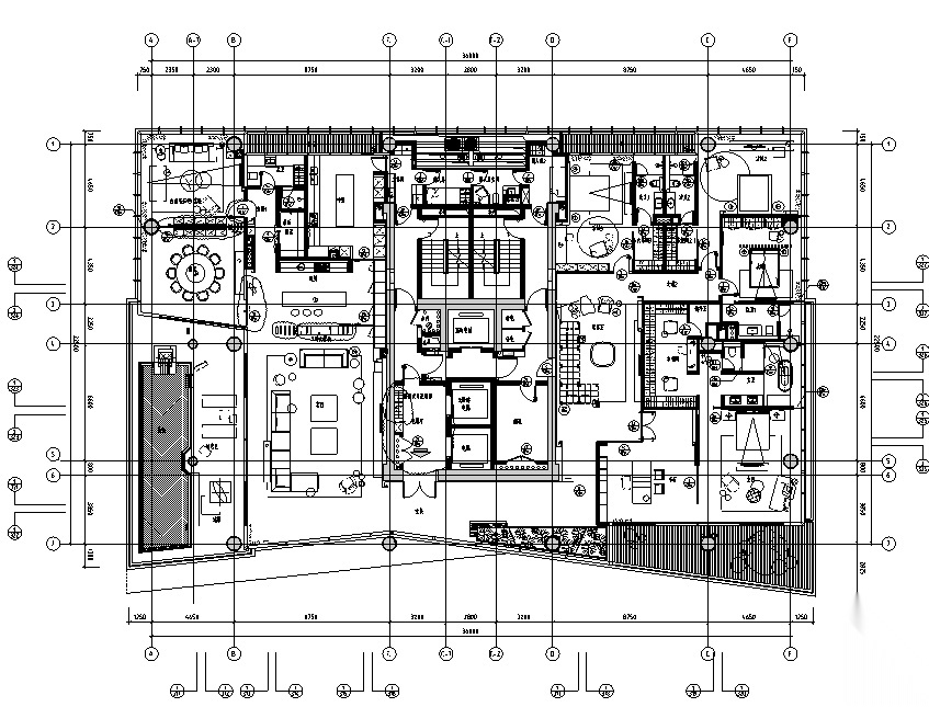 [广东]现代风格深圳湾1号样板间设计施工图（附效果图) 平层