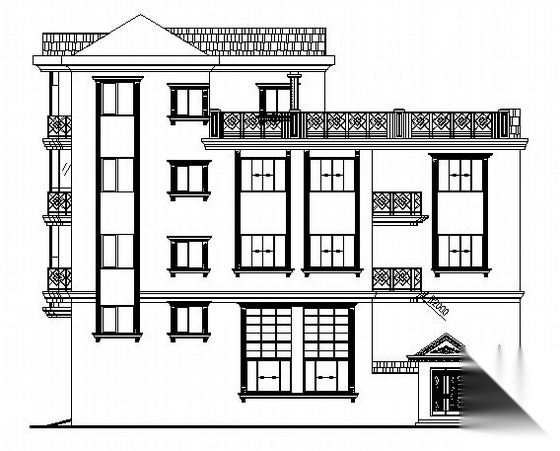 某四层小型单体住宅建筑方案图