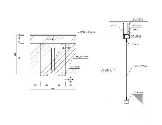 玻璃双开门节点详图 通用节点