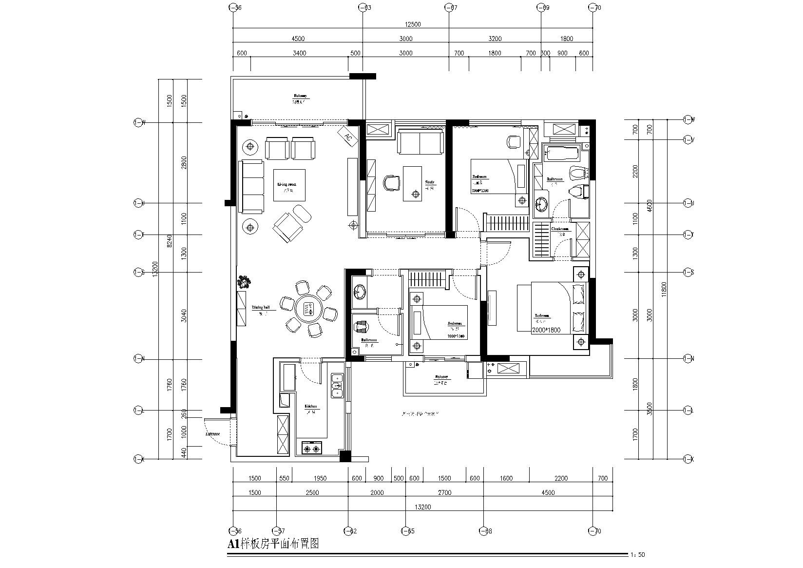 [湖南]鑫远文苑一期精装样板房施工图 平层