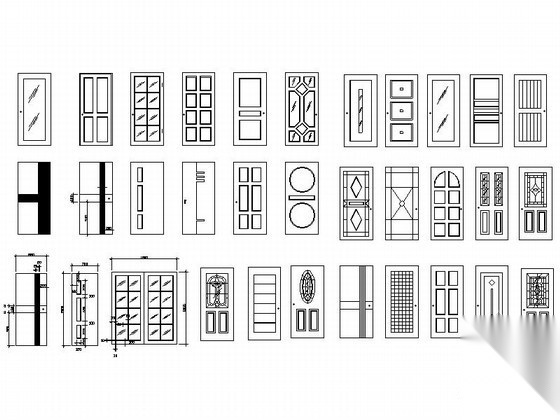 各式单扇门CAD图块