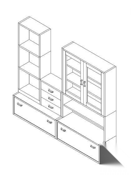 书柜CAD三维图块12