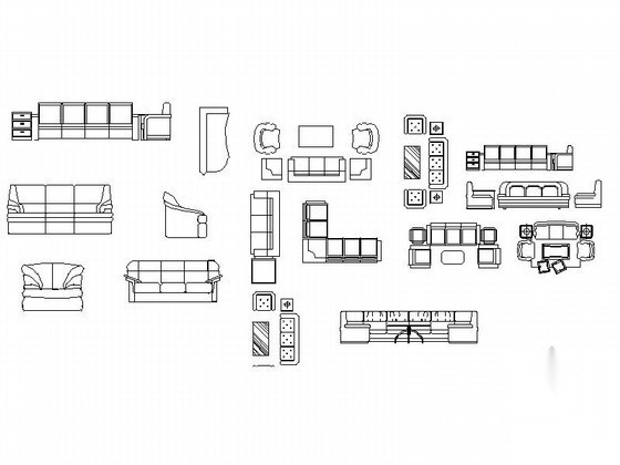 各类时尚沙发CAD图块下载