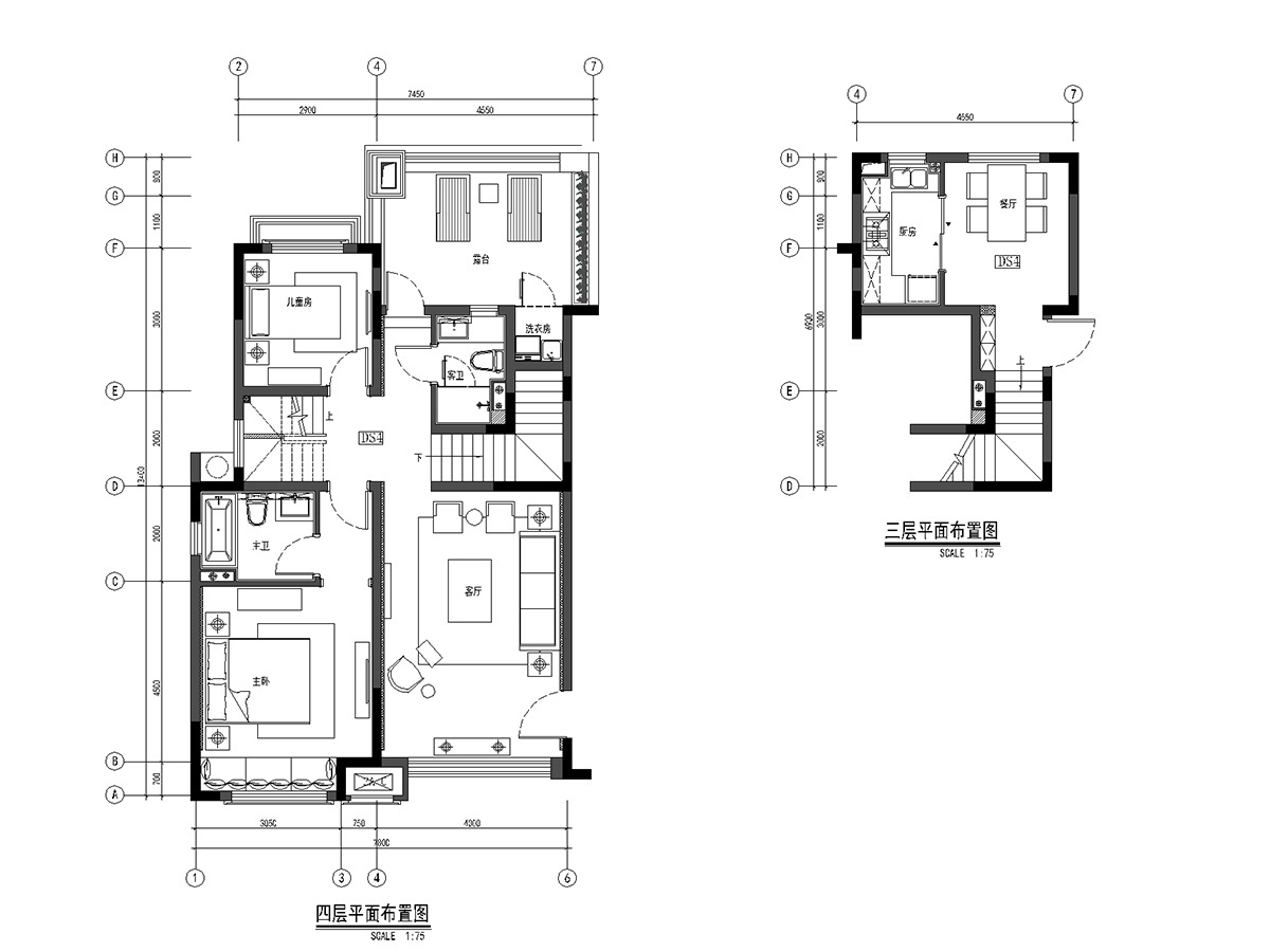 [上海]绿地启东三期户型样板间室内设计施工图+效果图+软...