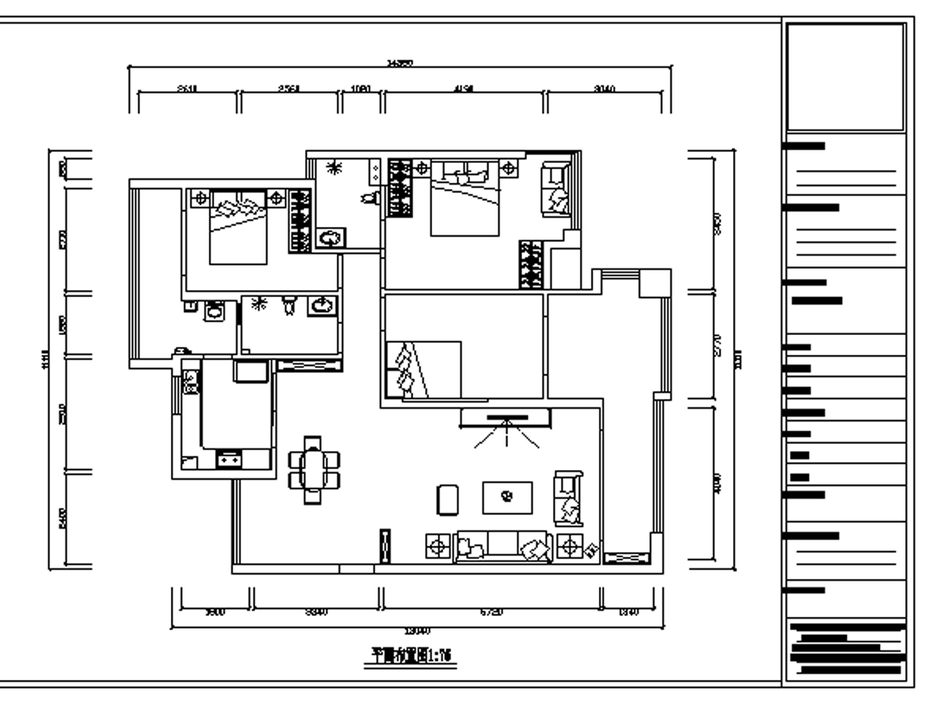 家装住宅室内装修CAD施工图  装修工程图 平层