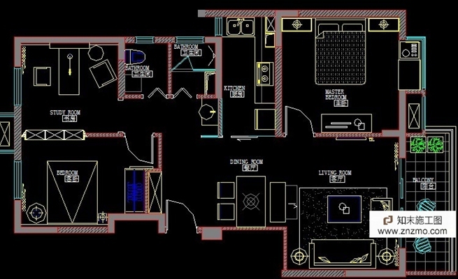 现代欧式混搭风格施工图 cad2007