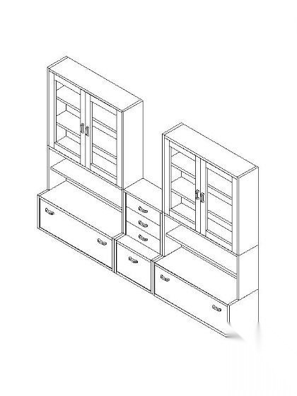 书柜CAD三维图块集