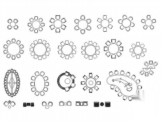 全套餐桌平面CAD图块下载