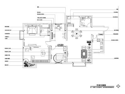 欧式风格两居室私人住宅装修施工图+效​果 平层