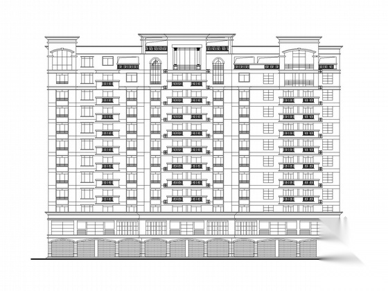 十二层欧式风格商住楼建筑施工图