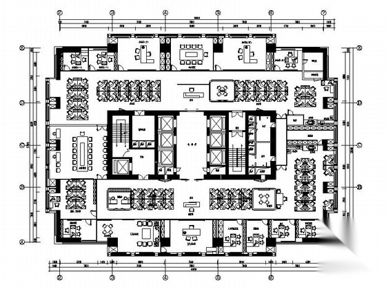 [福州]500强企业新中式风格开敞办公室施工图（含高清效...