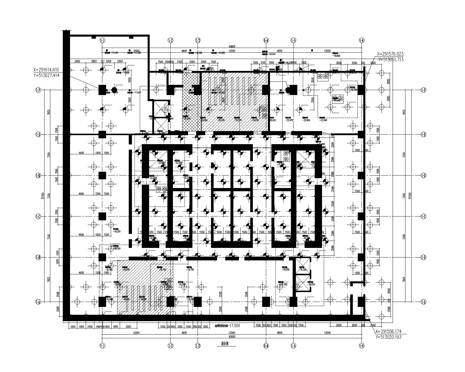 180m型钢砼框架 砼核心筒办公楼 结构图 建筑通用节点