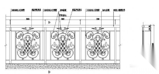 铁艺栏杆立面图 柱