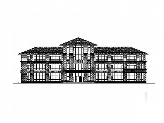 [大连]四层温泉酒店接待中心建筑施工图