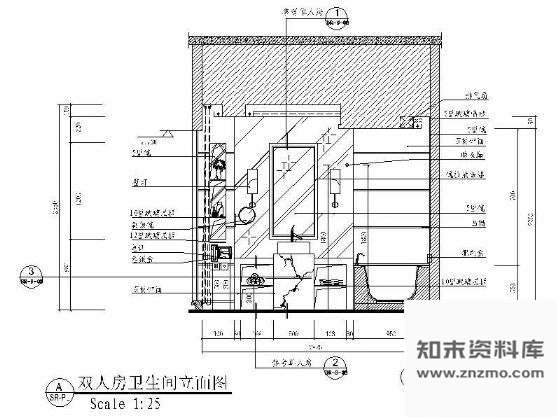 图块/节点某双人房卫生间立面装修图