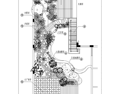 别墅庭院景观CAD施工图（长方形庭院）