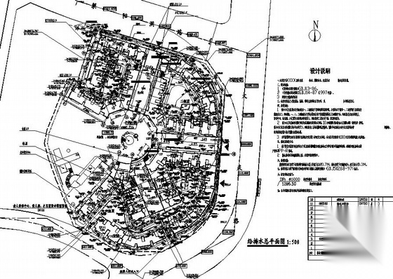 江苏某小区给排水总平面图 建筑给排水