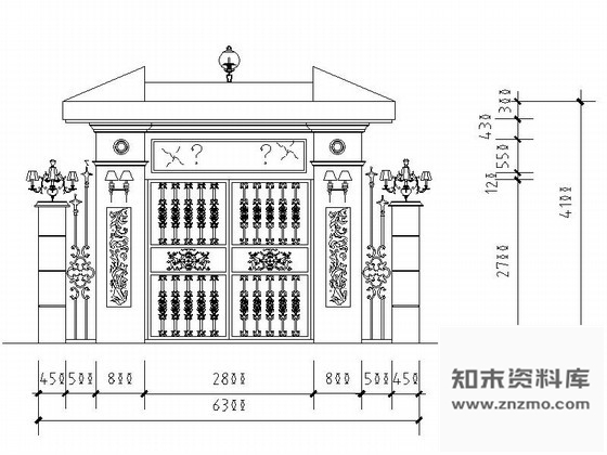 图块/节点某豪宅铁艺大门立面图 通用节点