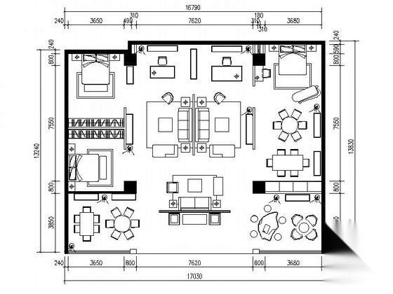 [甘肃]现代知名家具卖场装饰装修工程CAD施工图（含效果...