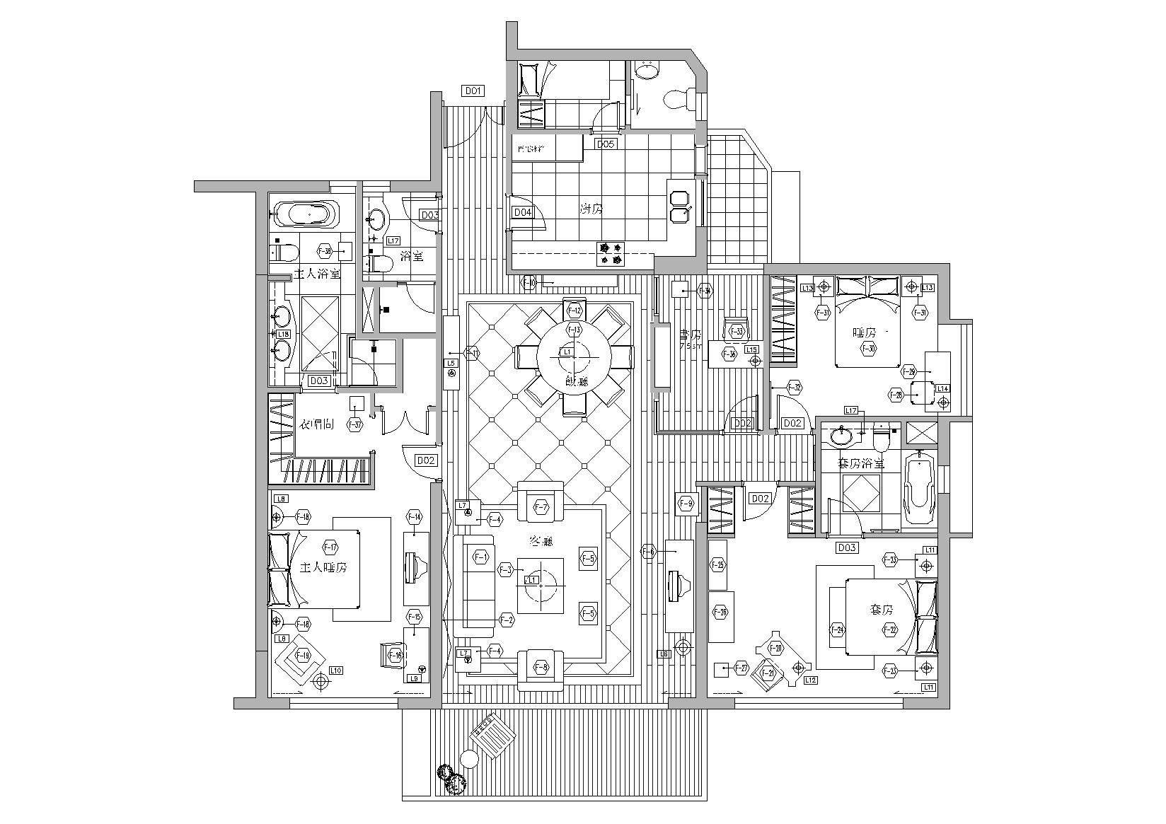 [上海]梁志天_東方曼克顿标准样板房施工图 平层