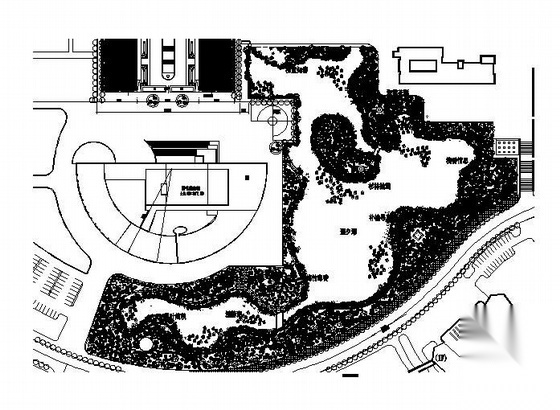 山东某学校人工湖景观平面图