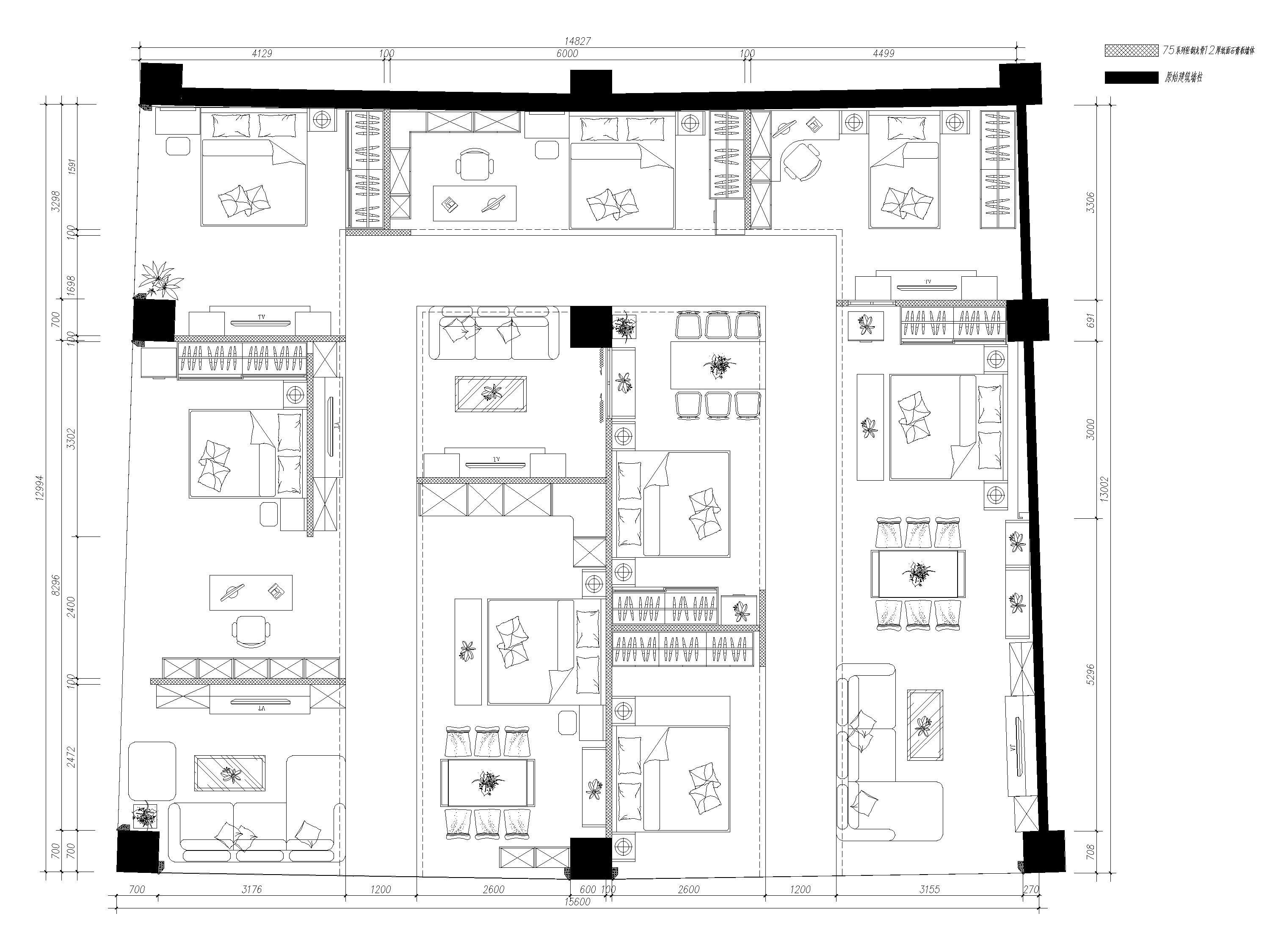 重庆 123㎡全屋定制家具展厅 施工图 SU模型