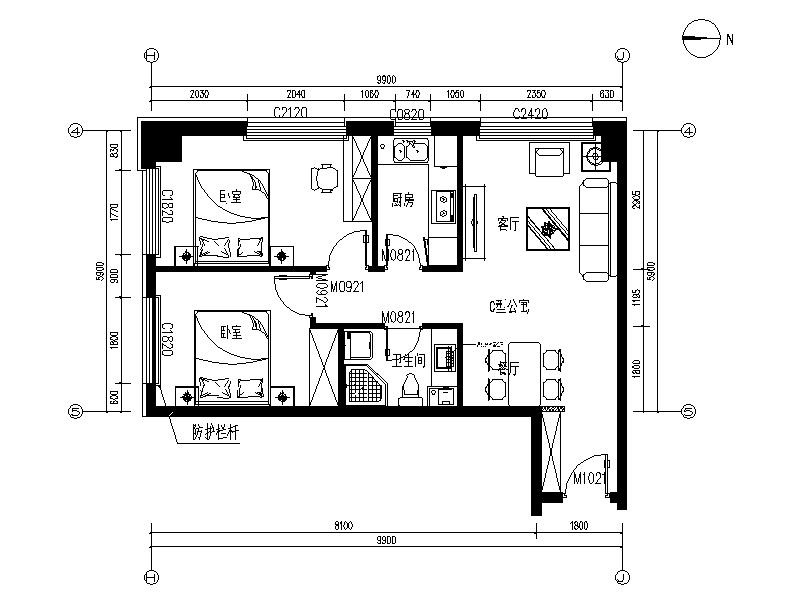 [北京]现代简约温馨住宅室内设计施工图 平层