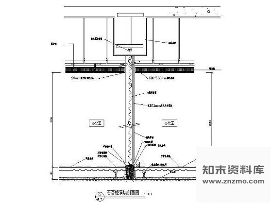 图块/节点石膏板隔墙剖面图