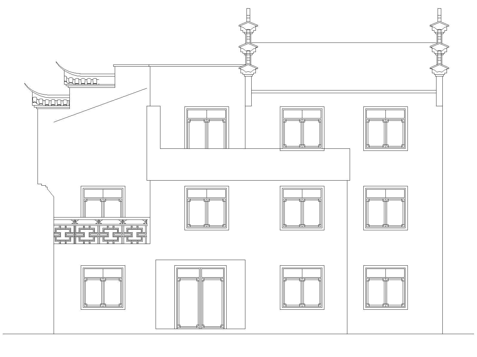 大圩镇新农村徽派别墅图纸 CAD