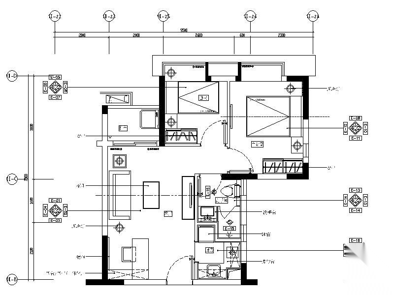 [广东]某商品房小户型两居室施工图4期 平层