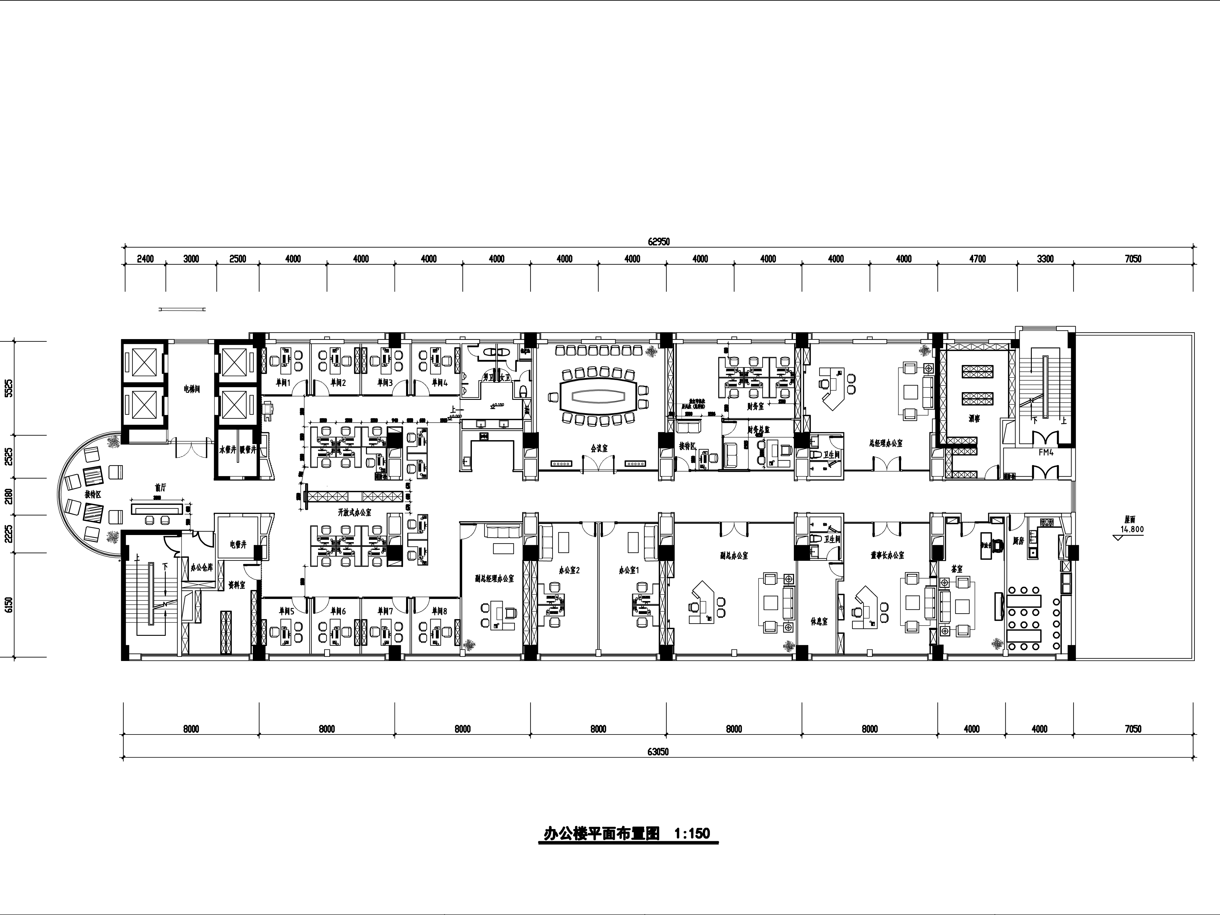 某现代办公楼平面施工图 方案图