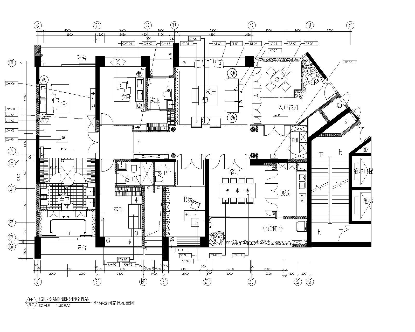 [深圳]浪漫温馨花园式3室3厅住宅室内设计施工图（含效果图） 平层