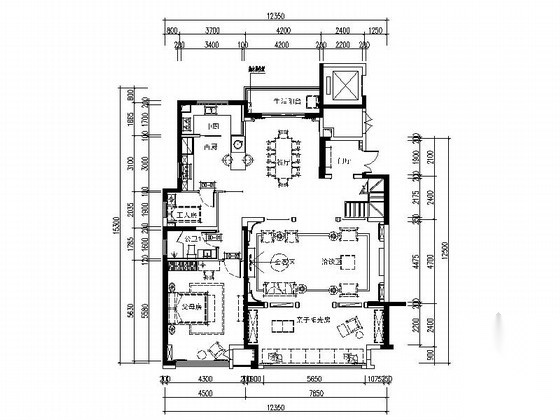 [常州]精品设计典雅新古典风格复式室内设计CAD施工图 平层