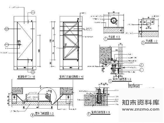 图块/节点暗藏管井门详图 通用节点