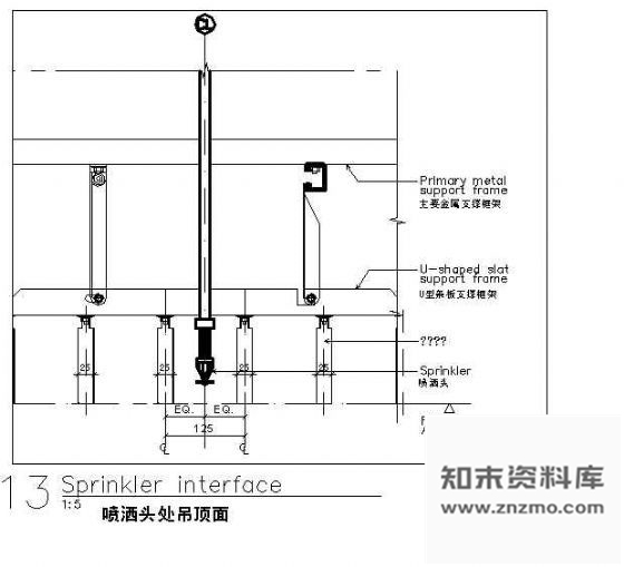 图块/节点喷洒头处吊顶面