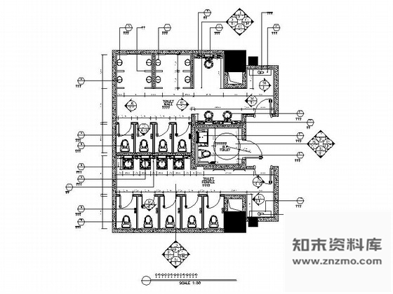 施工图重庆某酒店海鲜城公共卫生间施工图