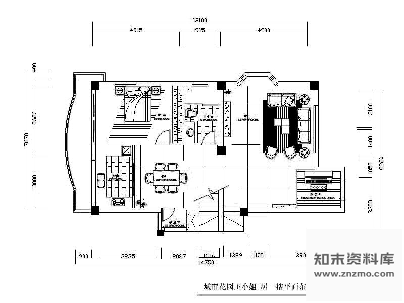 图块/节点某复式装修平面图