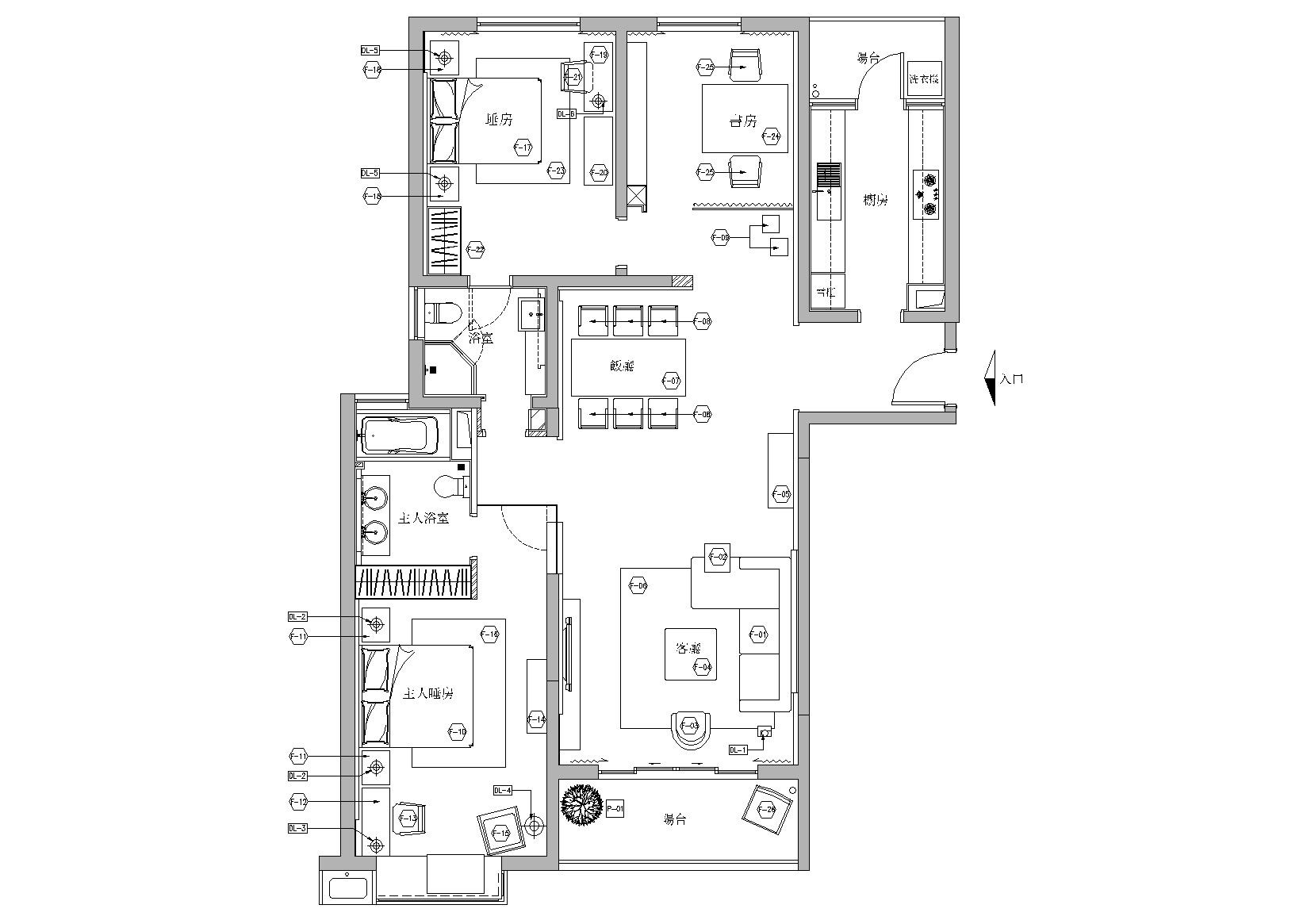 [上海]凯欣豪园T1号楼A型样板间装饰施工图 平层