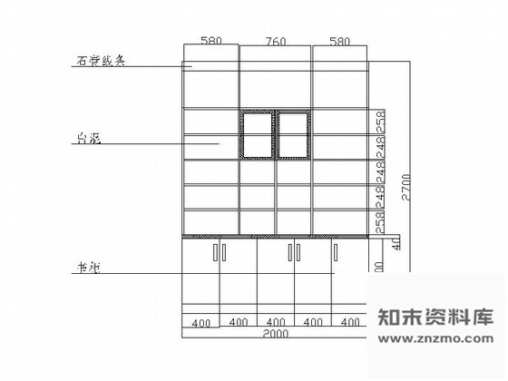 图块/节点贵阳某四居室书房立面图含效果