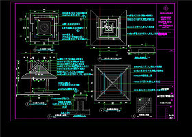 特色亭二大样图CAD景观图纸