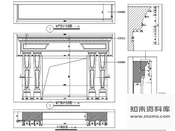 欧式客厅壁炉详图 施工图