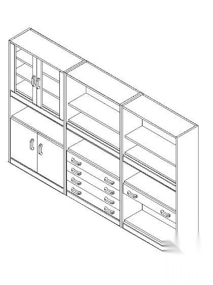 书柜CAD三维图块10