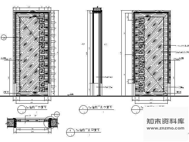 图块/节点单扇装饰木门详图 通用节点