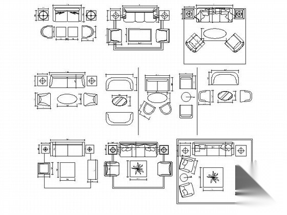 沙发组合CAD图块