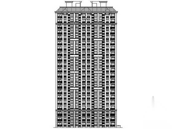 [上海]汤臣某二十一层二梯六户简欧式住宅建筑方案图