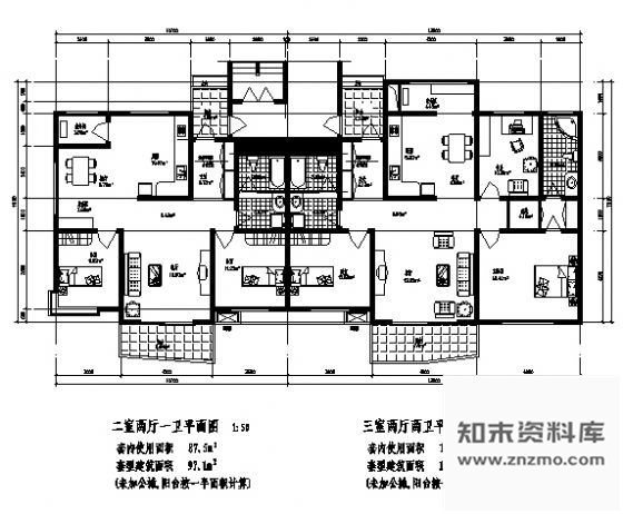 图块/节点四套经典户型平面