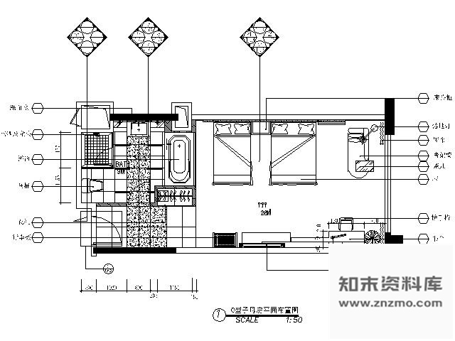 施工图广东五星级酒店子母房施工图